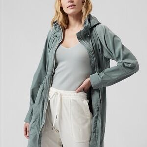 Athleta Drip Drop Jacket Women's Green Hooded Jacket